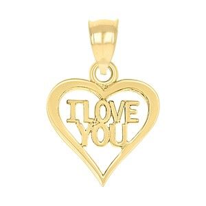 10kt 10k Yellow Gold Womens I Love You Heart Charm Pendant